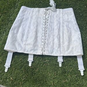 Chalice Corset romantic heirloom White Lace-Up Corset Belt bottom girdle 30”